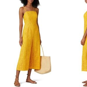 Trina Turk Yellow Floral Lace Cropped Jumpsuit